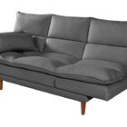 Sofá Cama Vancouver Com Banqueta Suede Reclinável Pés Madeira