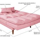 Sofá Cama Vancouver Com Banqueta Suede Reclinável Pés Madeira