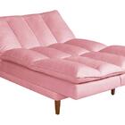 Sofá Cama Vancouver Com Banqueta Suede Reclinável Pés Madeira