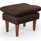 Sofá Cama Vancouver Com Banqueta Suede Reclinável Pés Madeira