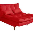 Sofá Cama Vancouver Com Banqueta Suede Reclinável Pés Madeira