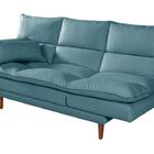 Sofá Cama Vancouver Com Banqueta Suede Reclinável Pés Madeira