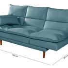 Sofá Cama Vancouver Com Banqueta Suede Reclinável Pés Madeira