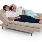 Sofá Cama Vancouver Com Banqueta Suede Reclinável Pés Madeira