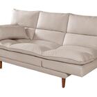 Sofá Cama Vancouver Com Banqueta Suede Reclinável Pés Madeira