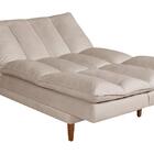 Sofá Cama Vancouver Com Banqueta Suede Reclinável Pés Madeira