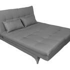 Sofá Cama Versátil Alumínio Linho Grafite Reclinável Luxo Imp