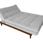 Sofá Cama Versátil Madero Linho Gelo Reclinável Luxo Império