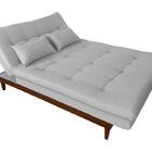Sofá Cama Versátil Madero Linho Gelo Reclinável Luxo Império