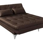 Sofá Cama Versátil Pés De Alumínio Corano Marrom