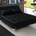 Sofá Cama Versátil Pés De Alumínio Corano Preto