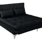 Sofá Cama Versátil Pés De Alumínio Corano Preto
