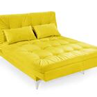 Sofá Cama Versátil Pés De Alumínio Espuma D33 Amarelo Império