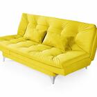 Sofá Cama Versátil Pés De Alumínio Espuma D33 Amarelo Império