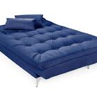 Sofá Cama Versátil Pés De Alumínio Espuma D33 Azul Marinho Im