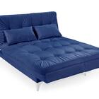 Sofá Cama Versátil Pés De Alumínio Espuma D33 Azul Marinho Im