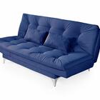Sofá Cama Versátil Pés De Alumínio Espuma D33 Azul Marinho Im