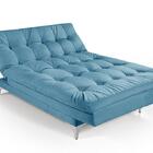 Sofá Cama Versátil Pés De Alumínio Espuma D33 Azul Turquesa I