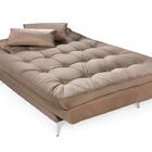 Sofá Cama Versátil Pés De Alumínio Espuma D33 Chocolate Impér