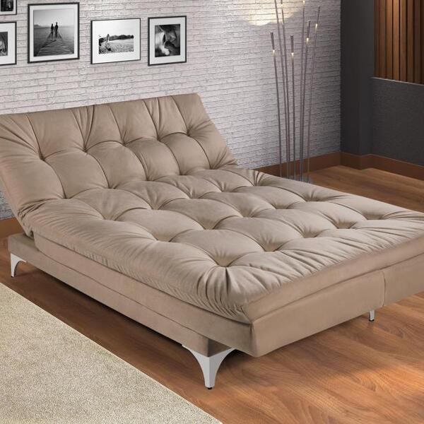 Sofá Cama Versátil Pés De Alumínio Espuma D33 Chocolate Impér