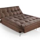 Sofá Cama Versátil Pés De Alumínio Espuma D33 Marrom Império