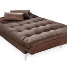 Sofá Cama Versátil Pés De Alumínio Espuma D33 Marrom Império