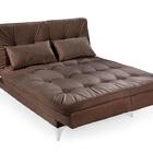 Sofá Cama Versátil Pés De Alumínio Espuma D33 Marrom Império