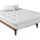 Sofá Cama Versátil Pés De Madeira Corano Branco