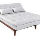 Sofá Cama Versátil Pés De Madeira Corano Branco
