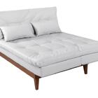Sofá Cama Versátil Pés De Madeira Corano Branco
