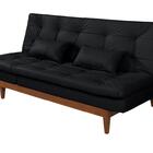 Sofá Cama Versátil Pés De Madeira Corano Preto