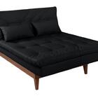 Sofá Cama Versátil Pés De Madeira Corano Preto