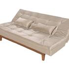 Sofá Cama Versátil Pés De Madeira Espuma D33 Areia