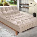 Sofá Cama Versátil Pés De Madeira Espuma D33 Areia