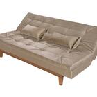 Sofá Cama Versátil Pés De Madeira Espuma D33 Chocolate