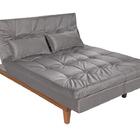 Sofá Cama Versátil Pés De Madeira Espuma D33 Cinza