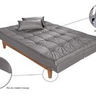 Sofá Cama Versátil Pés De Madeira Espuma D33 Cinza