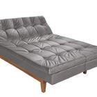 Sofá Cama Versátil Pés De Madeira Espuma D33 Cinza