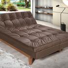 Sofá Cama Versátil Pés De Madeira Espuma D33 Marrom