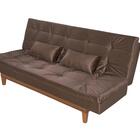 Sofá Cama Versátil Pés De Madeira Espuma D33 Marrom