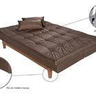Sofá Cama Versátil Pés De Madeira Espuma D33 Marrom