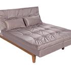Sofá Cama Versátil Pés De Madeira Espuma D33 Nude