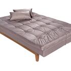 Sofá Cama Versátil Pés De Madeira Espuma D33 Nude