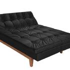 Sofá Cama Versátil Pés De Madeira Espuma D33 Preto