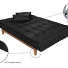 Sofá Cama Versátil Pés De Madeira Espuma D33 Preto