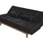 Sofá Cama Versátil Pés De Madeira Espuma D33 Preto