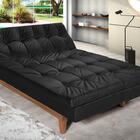 Sofá Cama Versátil Pés De Madeira Espuma D33 Preto