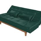 Sofá Cama Versátil Pés De Madeira Espuma D33 Verde