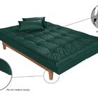 Sofá Cama Versátil Pés De Madeira Espuma D33 Verde