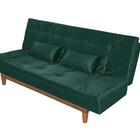 Sofá Cama Versátil Pés De Madeira Espuma D33 Verde